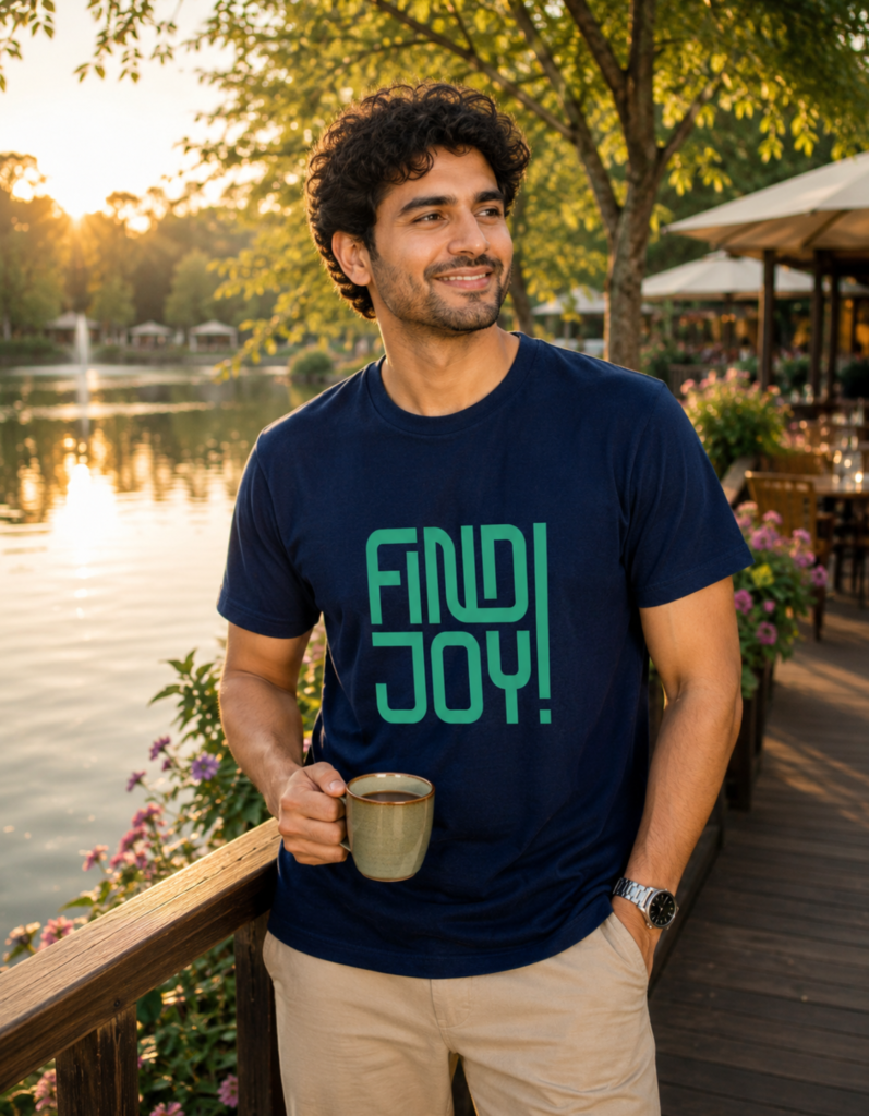 Find Joy Typography T Shirt for Men - 100% Cotton 180 GSM