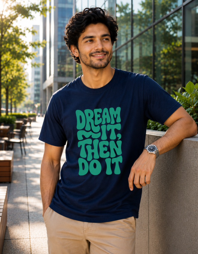 Dream It Then Do It Typography T Shirt for Men - Premium 100% Cotton 180 GSM