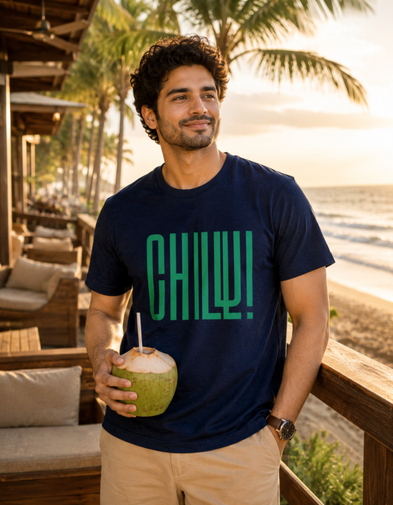 Chill Typography T Shirt for Men - 100% Cotton 180 GSM
