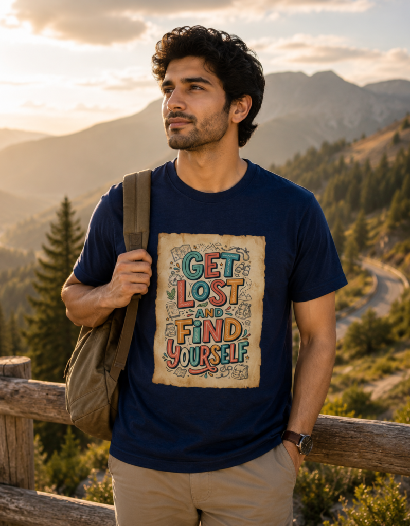 Get Lost and Find Yourself Graphic T Shirt for Men - Premium 100% Cotton 180 GSM