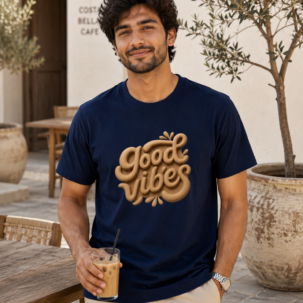 Good Vibes Clay Art Typography T Shirt