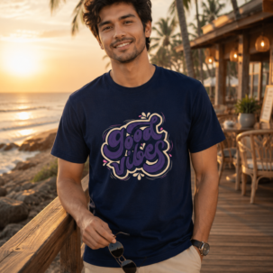 Good Vibes Sticker Style Typography T Shirt
