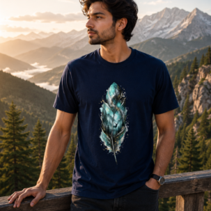 Deer Graphic T Shirt Feather Jungle Design