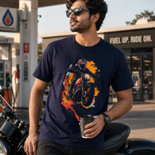 High Speed Biker Graphic T Shirt Motorcycle Design