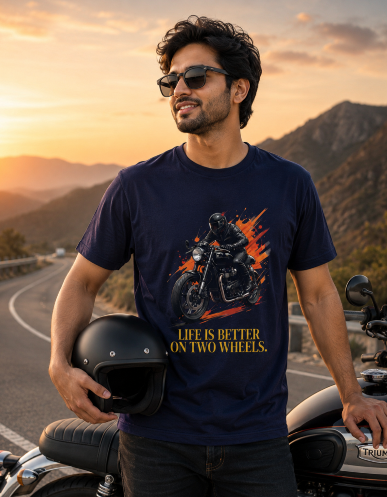 Full Speed Biker Graphic T Shirt for Men - Premium 100% Cotton 180 GSM