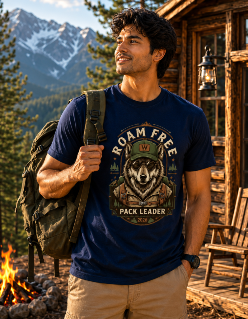 Roam Free Adventure Typography Graphic T Shirt for Men - Premium 100% Cotton 180 GSM