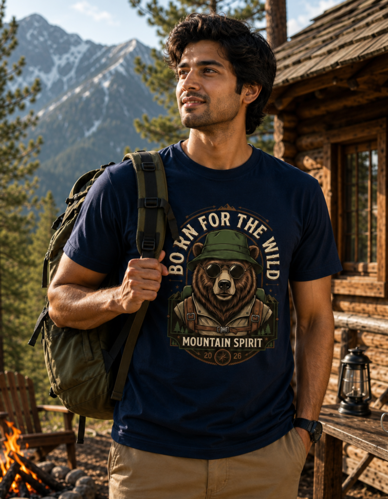 Born For The Wild Adventure Typography Graphic T Shirt for Men - Premium 100% Cotton 180 GSM