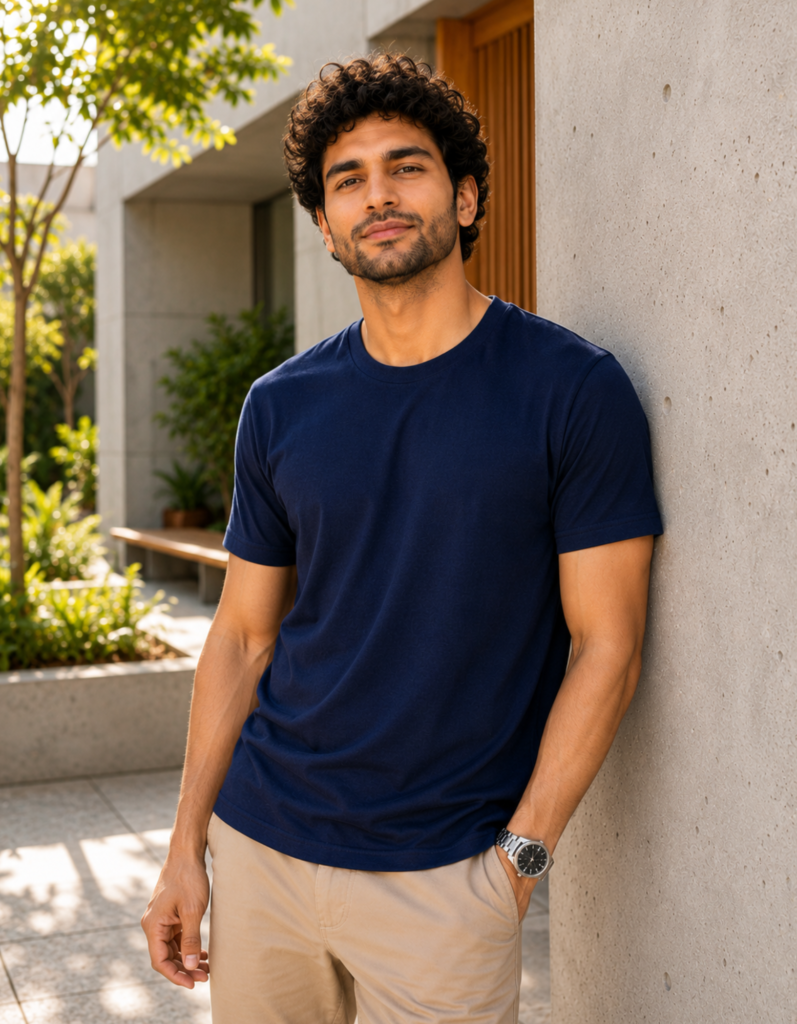 Solid Plain T Shirt for Men - 100% Cotton 180 GSM Regular Fit