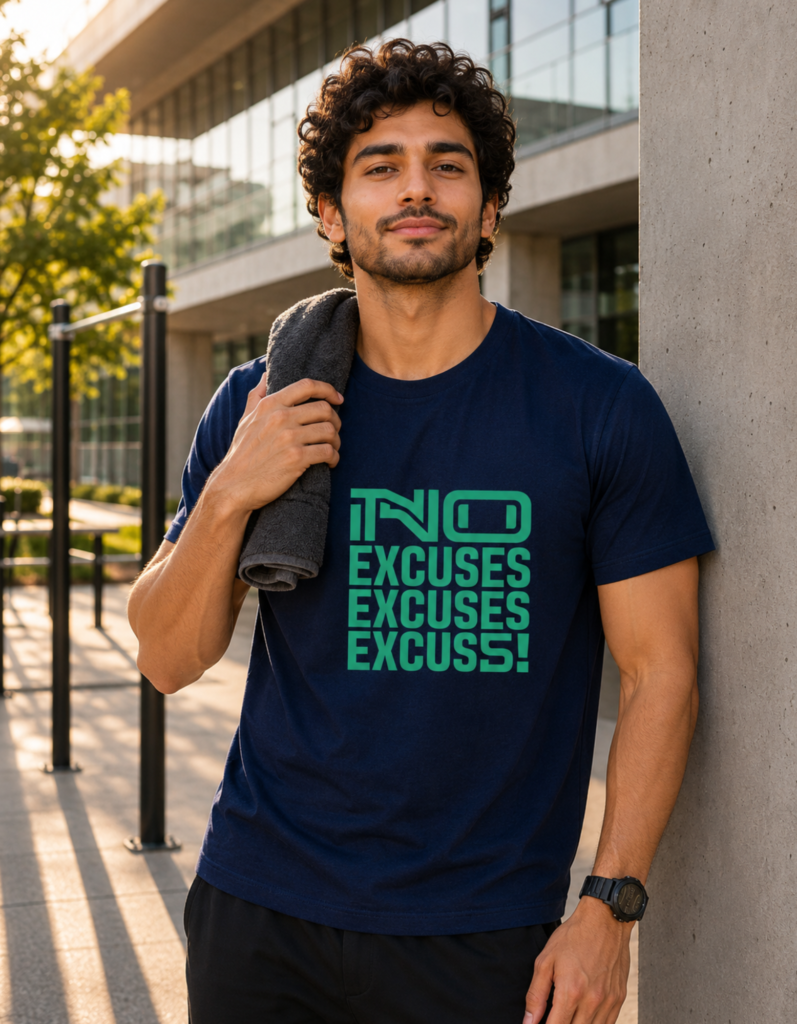 No Excuses Typography T Shirt for Men - Premium 100% Cotton 180 GSM