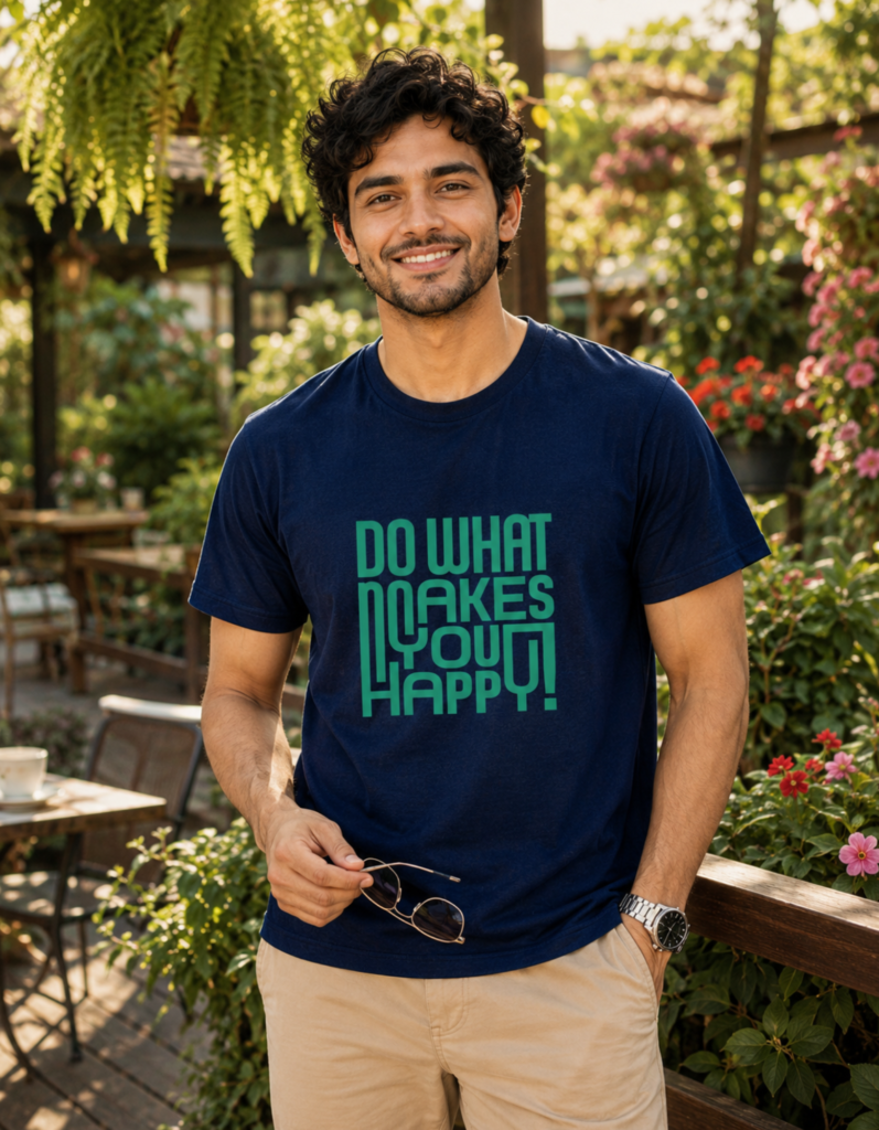Do What Makes You Happy Typography T Shirt for Men - 100% Cotton 180 GSM
